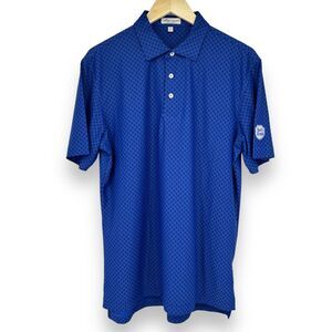PETER MILLAR Mens Summer Comfort Golf Skull Print Polo Shirt Size M Royal Blue